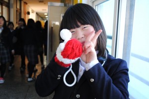 Very happy student with miniature snowman.  Adorable.  Yeoju, South Korea